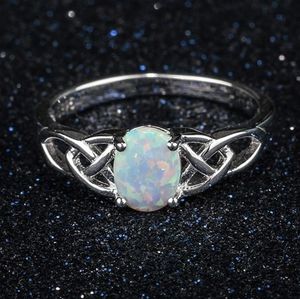 925 Sterling Silver Celtic Knot Heart Shaped Fire Opal Ring